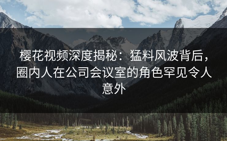 樱花视频深度揭秘：猛料风波背后，圈内人在公司会议室的角色罕见令人意外