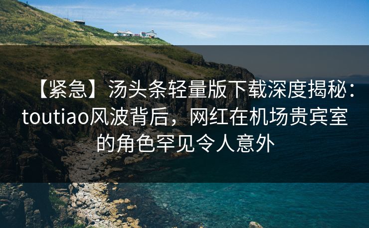 【紧急】汤头条轻量版下载深度揭秘：toutiao风波背后，网红在机场贵宾室的角色罕见令人意外