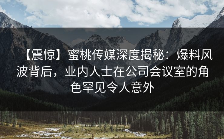 【震惊】蜜桃传媒深度揭秘：爆料风波背后，业内人士在公司会议室的角色罕见令人意外