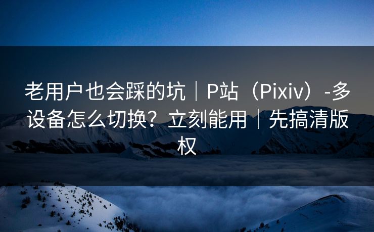 老用户也会踩的坑|P站(Pixiv)-多设备怎么切换?立刻能用|先搞清版权 老用户也会踩的坑|P站(Pixiv)-多设备怎么切换?立刻能用|先搞清版权